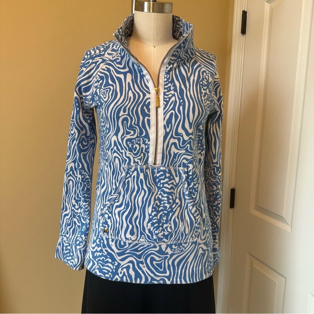 Lilly Pulitzer Solar Blue Night Swim Popover Top Size XS